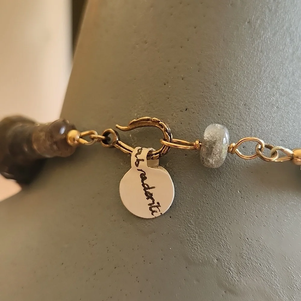 Laboradite faceted rondells firing on all cylinders in 16" of fabulousness. - Picture 4 of 4